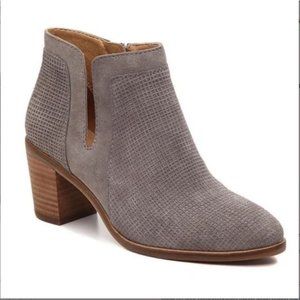 Lucky Brand Ponic Gray Titanium Suede Leather Boho Ankle Boots Booties D 426‎